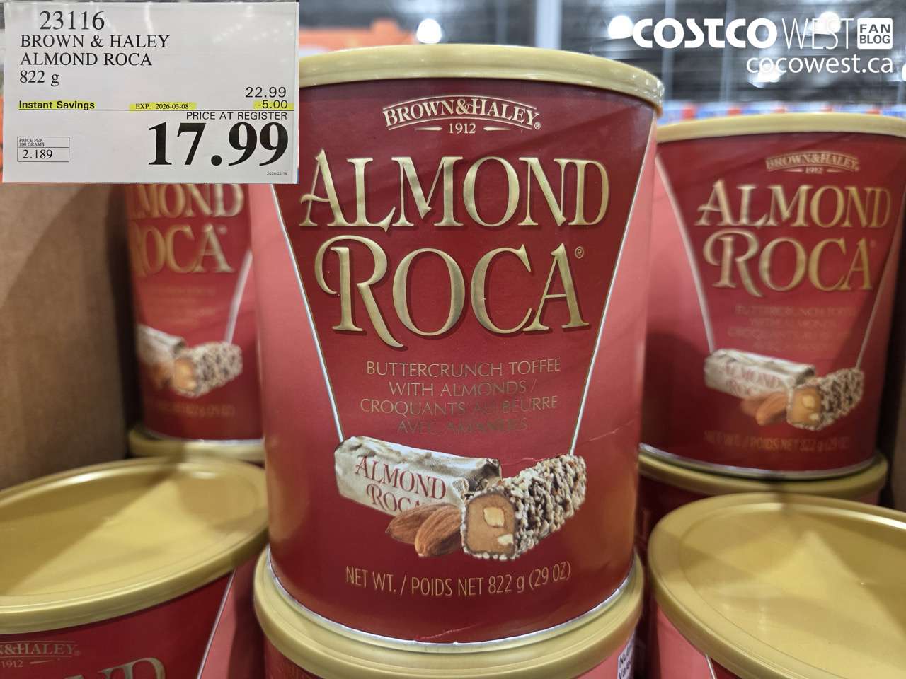 23116 BROWN & HALEY ALMOND ROCA 822G ($5.00 INSTANT SAVINGS EXPIRES ON 2026-03-08) $17.99