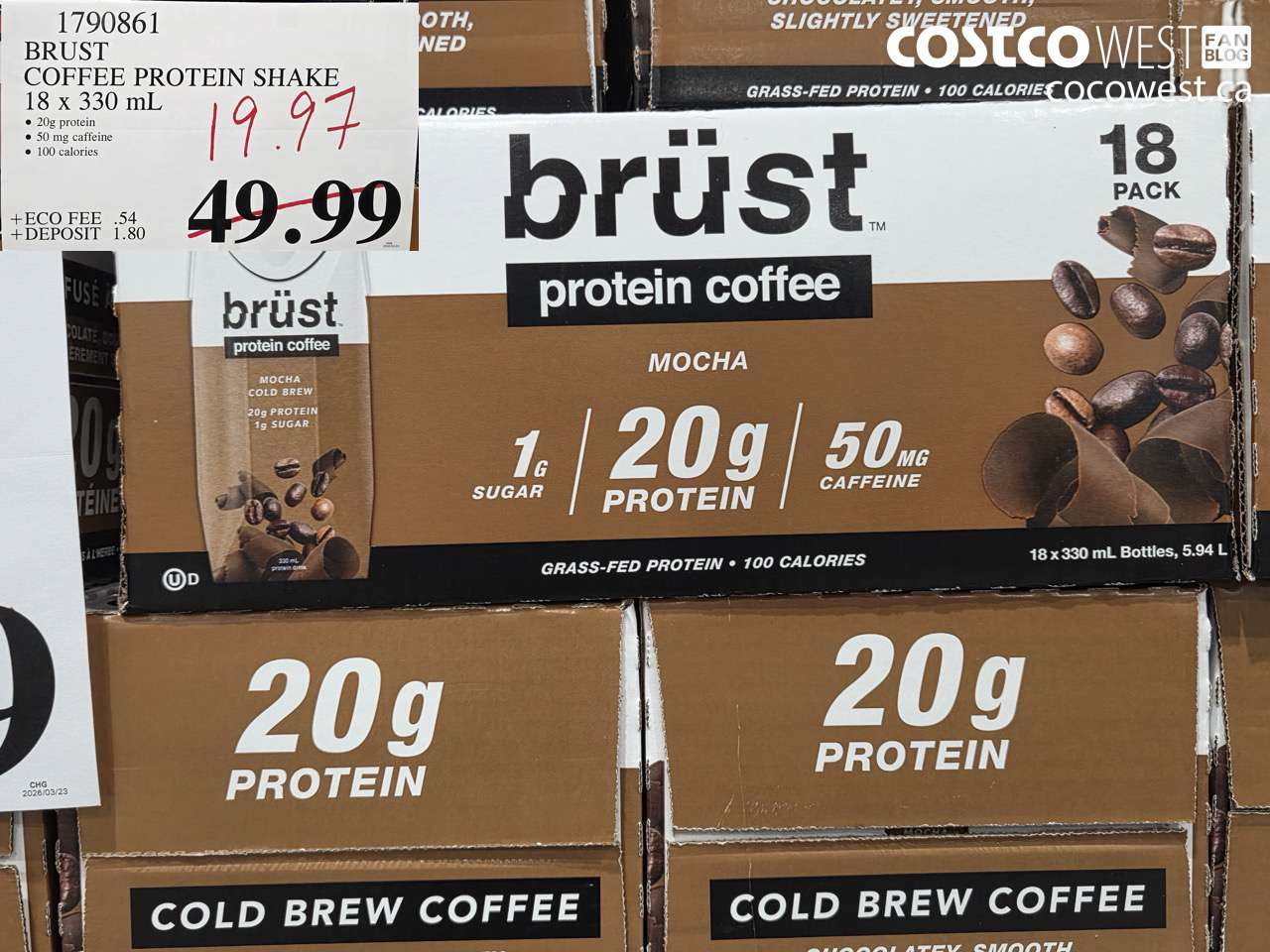 1790861 BRUST COFFEE PROTEIN SHAKE 18 X 330 ML $19.97