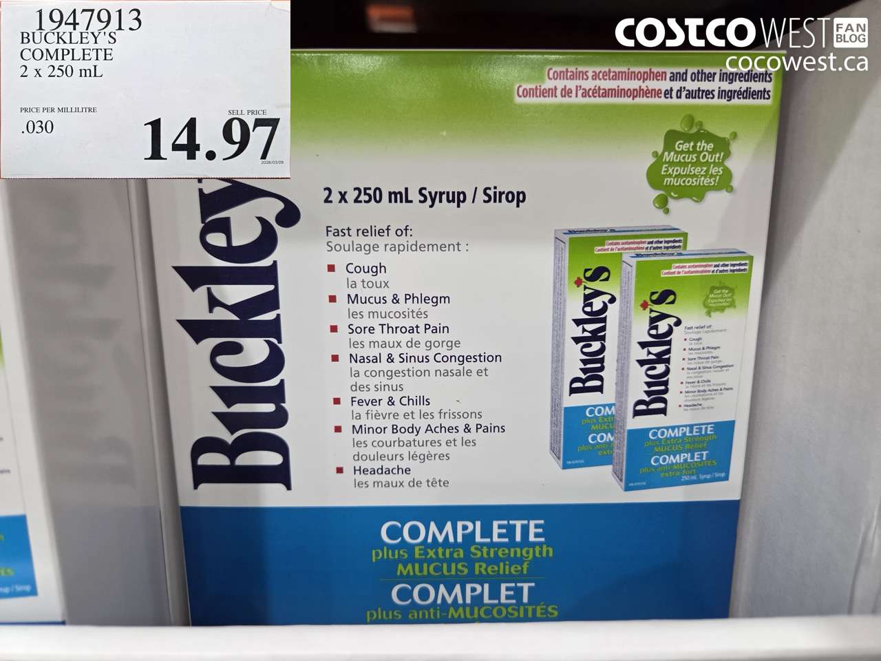 1947913 BUCKLEY'S COMPLETE 2 X 250 ML $14.97