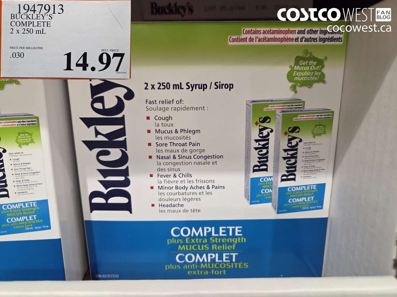 1947913 BUCKLEY'S COMPLETE 2 X 250 ML $14.97