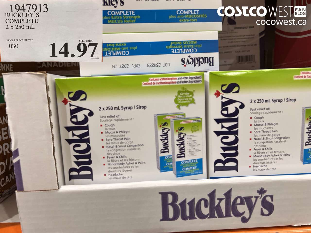 1947913 BUCKLEY'S COMPLETE 2 X 250 ML $14.97