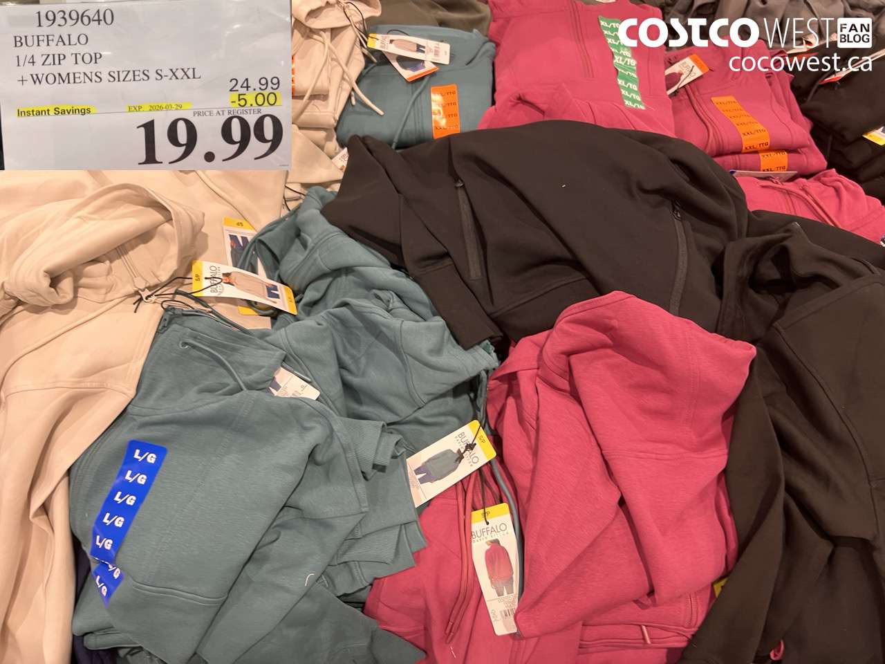 1939640 BUFFALO 1/4 ZIP TOP +WOMENS SIZES S-XXL ($5.00 INSTANT SAVINGS EXPIRES ON 2026-03-29) $19.99