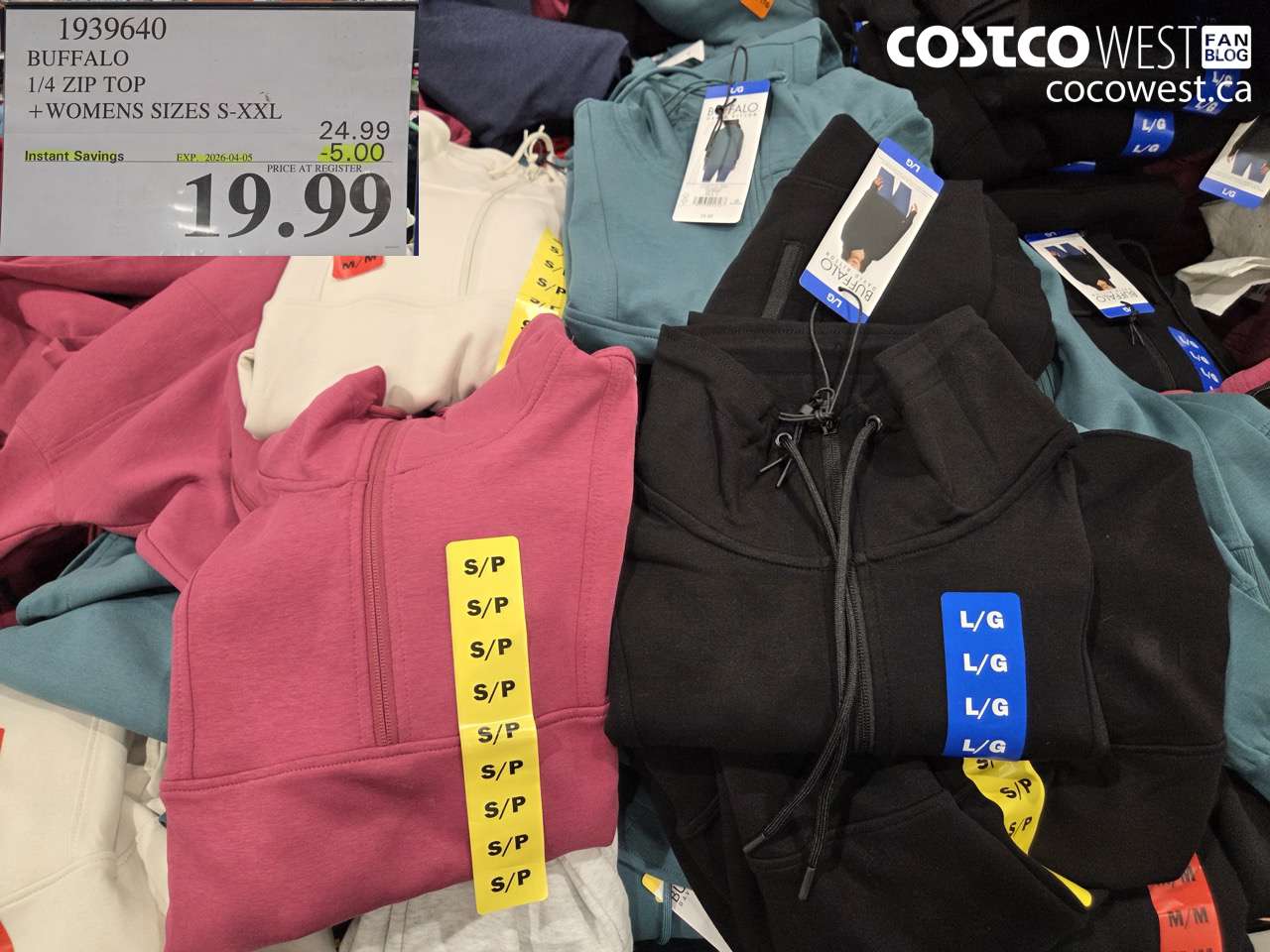 1939640 BUFFALO 1/4 ZIP TOP WOMENS SIZES S-XXL ($5.00 INSTANT SAVINGS EXPIRES ON 2026-04-05) $19.99