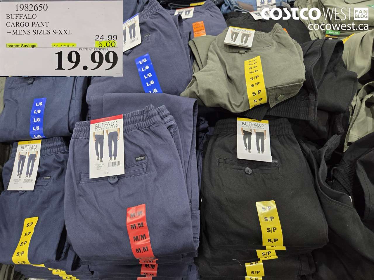 1982650 BUFFALO CARGO PANT + MENS SIZES S-XXL ($5.00 INSTANT SAVINGS EXPIRES ON 2026-03-15) $19.99