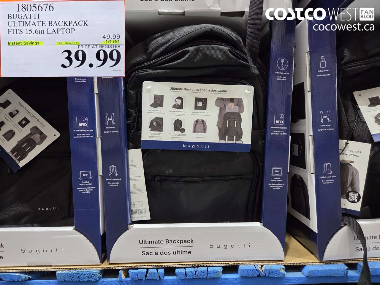 1805676 BUGATTI ULTIMATE BACKPACK FITS 15.6IN LAPTOP ($10.00 INSTANT SAVINGS EXPIRES ON 2026-03-15) $39.99