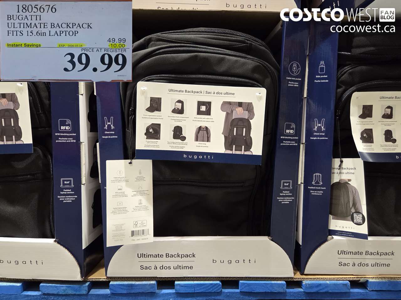 1805676 BUGATTI ULTIMATE BACKPACK FITS 15.6IN LAPTOP ($10.00 INSTANT SAVINGS EXPIRES ON 2026-03-15) $39.99