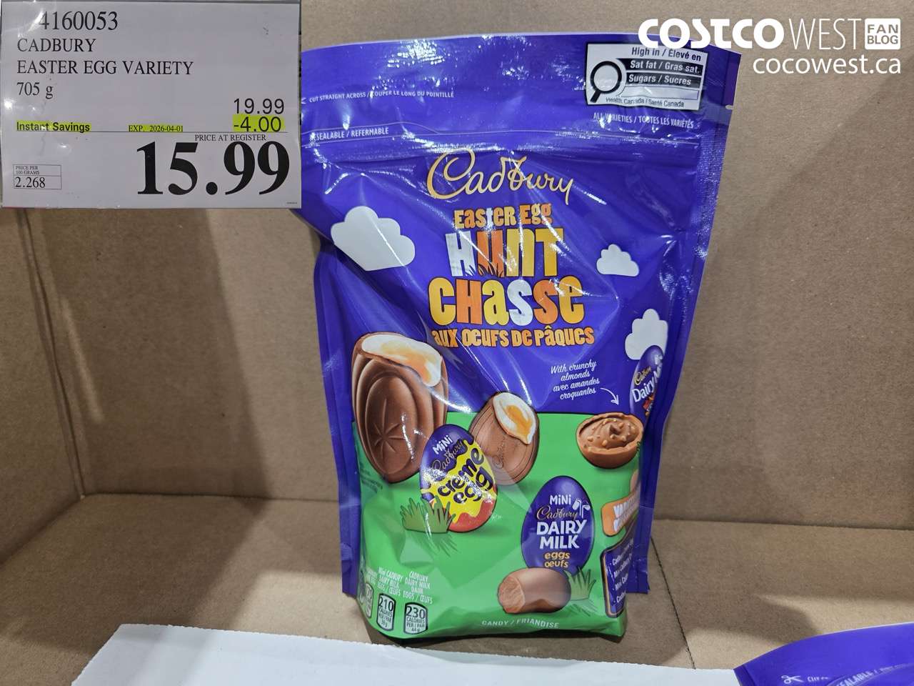 4160053 CADBURY EASTER EGG VARIETY 705G ($4.00 INSTANT SAVINGS EXPIRES ON 2026-04-01) $15.99