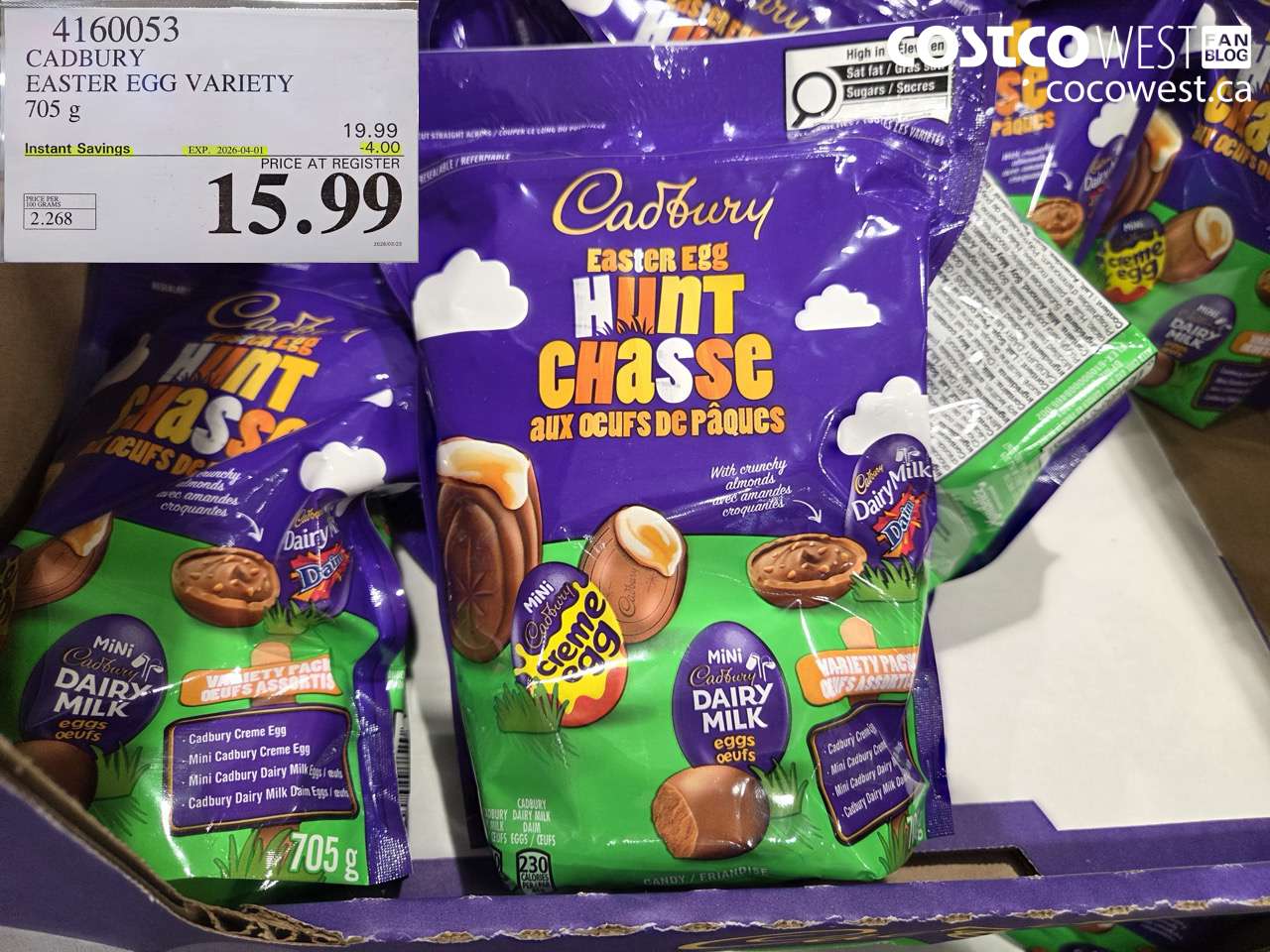 4160053 CADBURY EASTER EGG VARIETY 705 G ($4.00 INSTANT SAVINGS EXPIRES ON 2026-04-01) $15.99