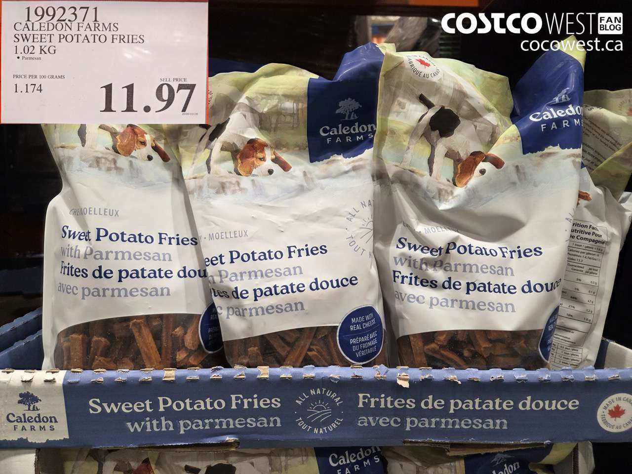 1992371 CALEDON FARMS SWEET POTATO FRIES 1.02 KG $11.97
