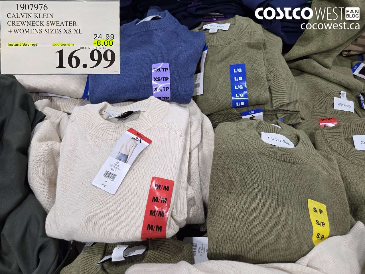 1907976 CALVIN KLEIN CREWNECK SWEATER + WOMENS SIZES XS-XL ($8.00 INSTANT SAVINGS EXPIRES ON 2026-03-15) $16.99