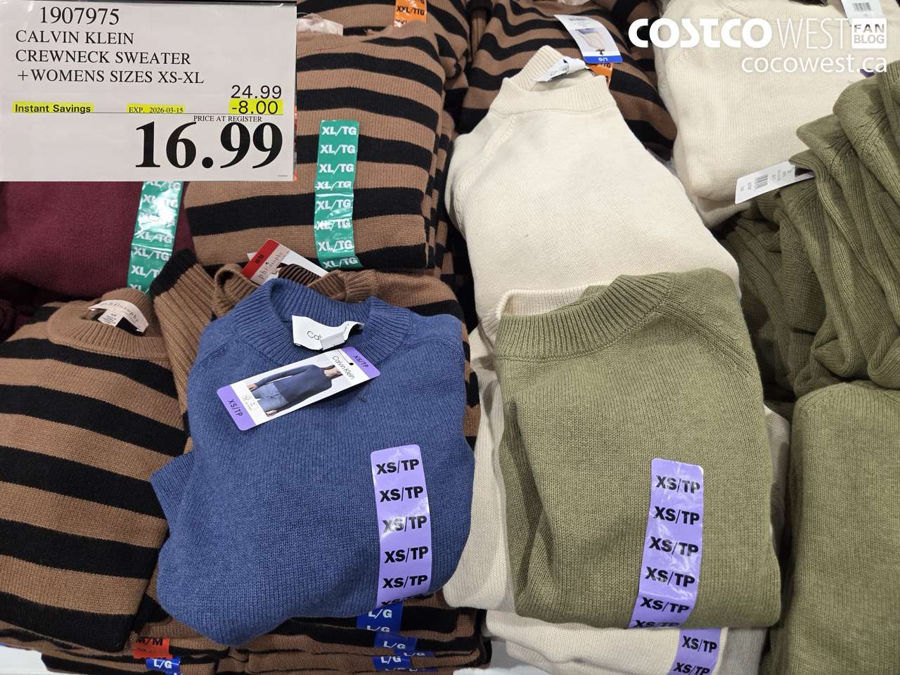 1907975 CALVIN KLEIN CREWNECK SWEATER + WOMENS SIZES XS-XL ($8.00 INSTANT SAVINGS EXPIRES ON 2026-03-15) $16.99