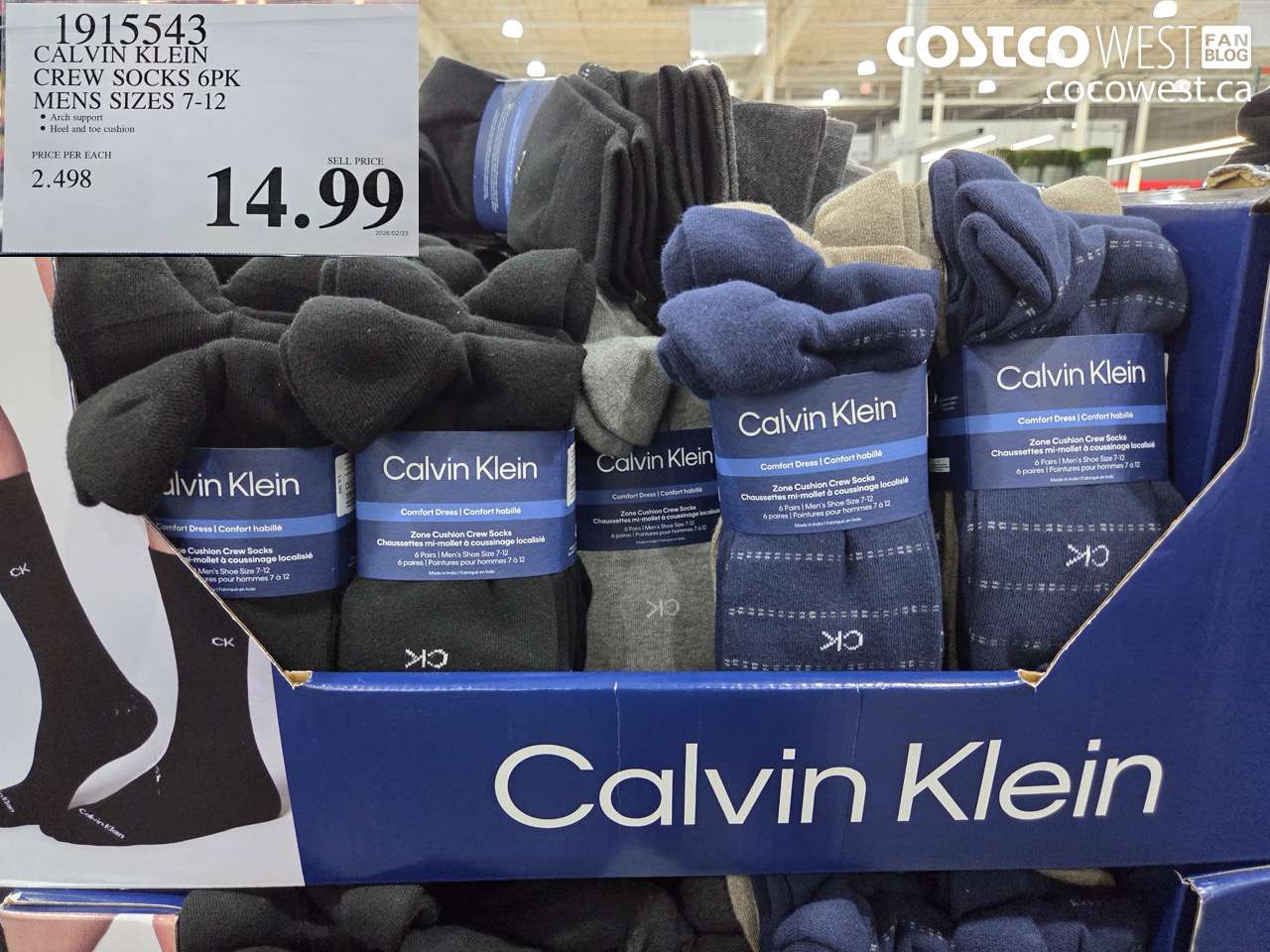 1915543 CALVIN KLEIN CREW SOCKS 6PK MENS SIZES 7-12 $14.99