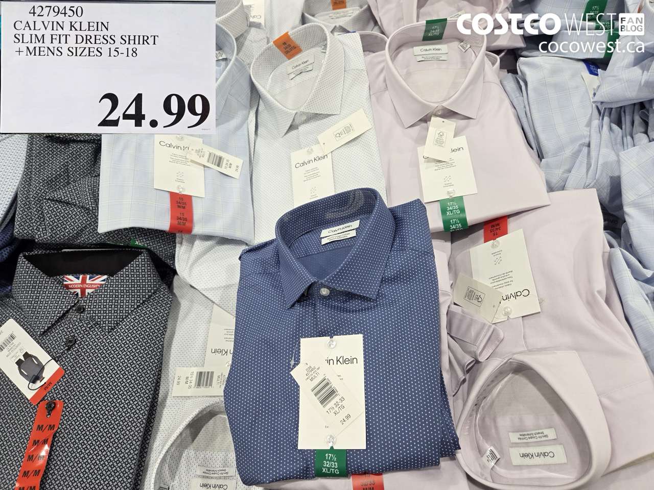4279450 CALVIN KLEIN SLIM FIT DRESS SHIRT +MENS SIZES 15-18 $24.99