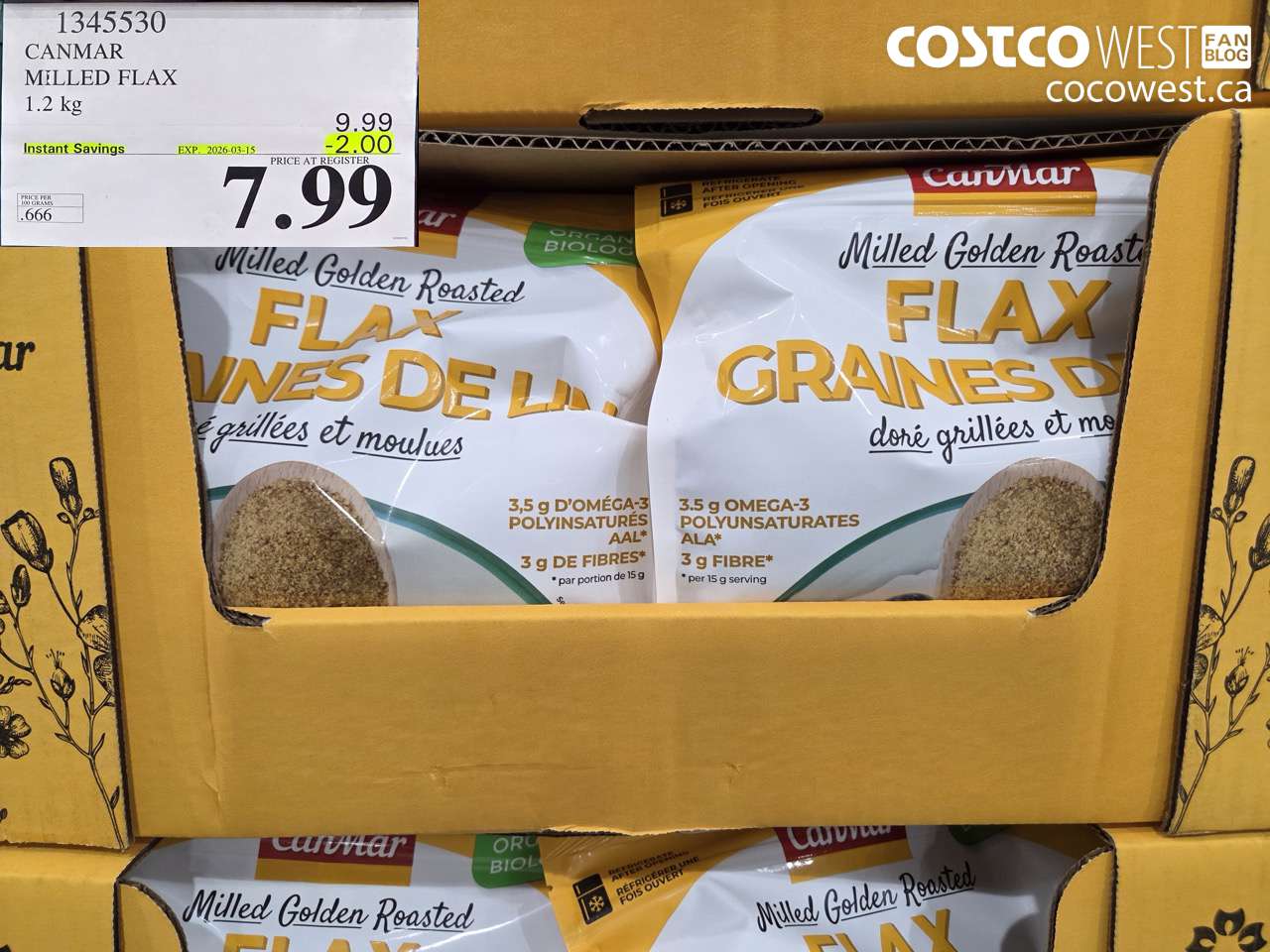 1345530 CANMAR MILLED FLAX 1.2KG ($2.00 INSTANT SAVINGS EXPIRES ON 2026-03-15) $7.99