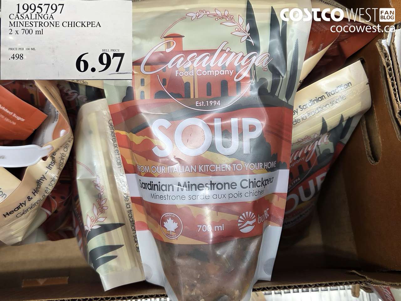 1995797 CASALINGA MINESTRONE CHICKPEA 2 X 700ML $6.97