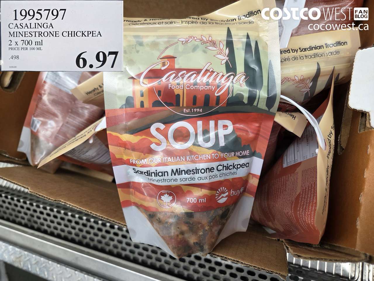 1995797 CASALINGA MINESTRONE CHICKPEA 2 X 700ML $6.97