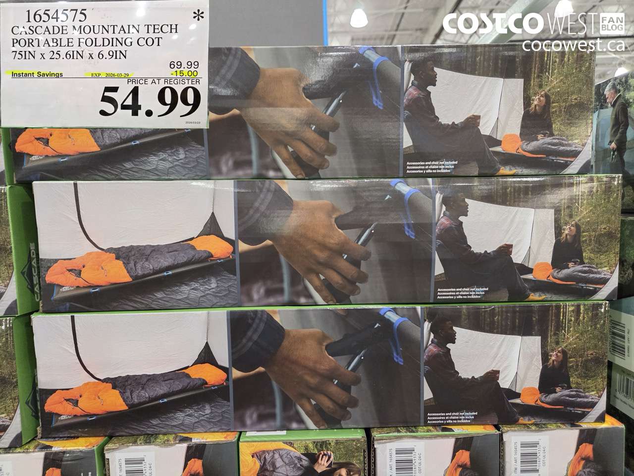 1654575 CASCADE MOUNTAIN TECH PORTABLE FOLDING COT 75IN X 25.6IN X 6.9IN ($15.00 INSTANT SAVINGS EXPIRES ON 2026-03-29) $54.99