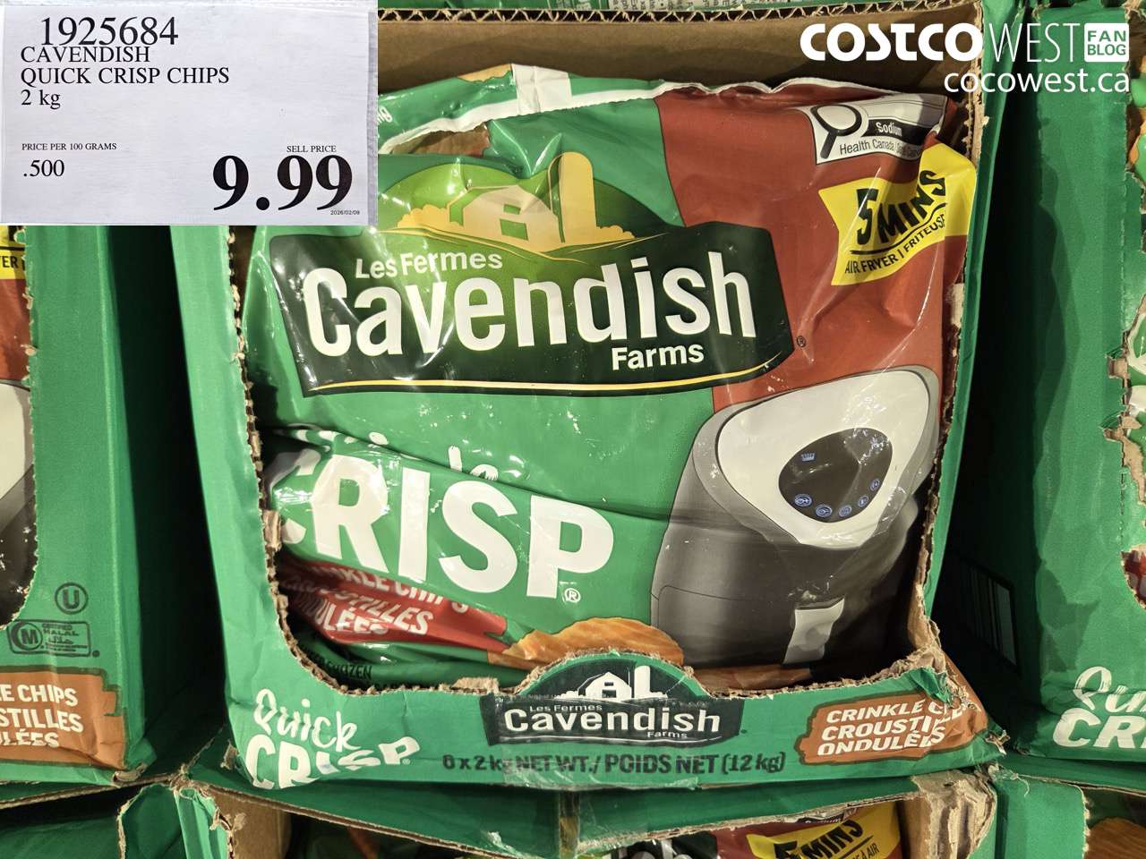 1925684 CAVENDISH QUICK CRISP CHIPS 2 KG $9.99