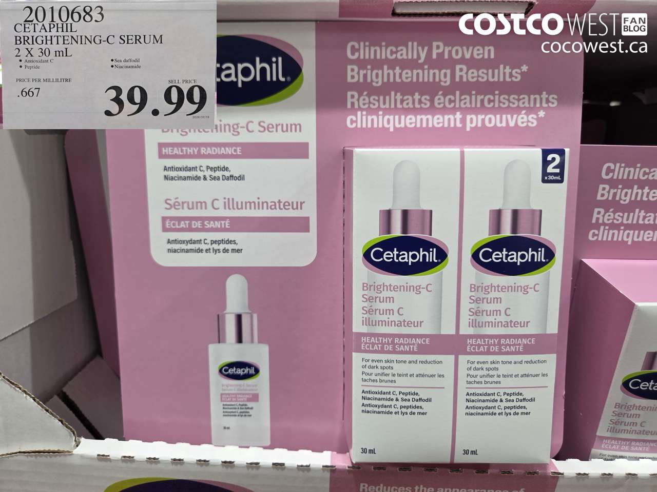 2010683 CETAPHIL BRIGHTENING-C SERUM 2 X 30 ML $39.99