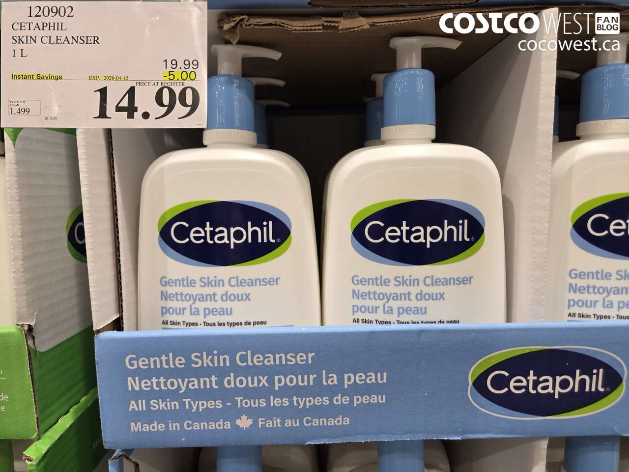 120902 CETAPHIL SKIN CLEANSER 1 L ($5.00 INSTANT SAVINGS EXPIRES ON 2026-04-12) $14.99