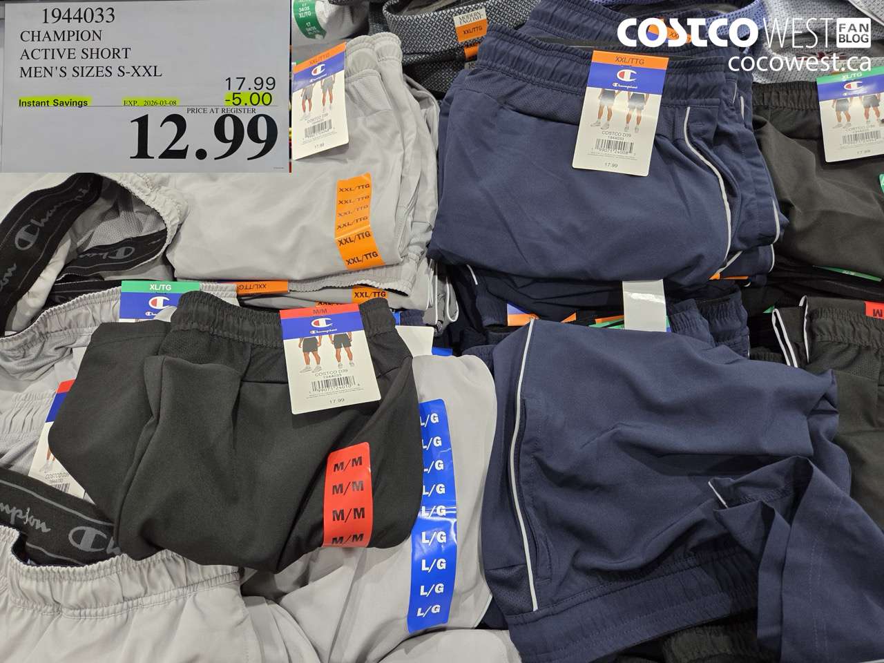 1944033 CHAMPION ACTIVE SHORT MEN'S SIZES S-XXL ($5.00 INSTANT SAVINGS EXPIRES ON 2026-03-08) $12.99