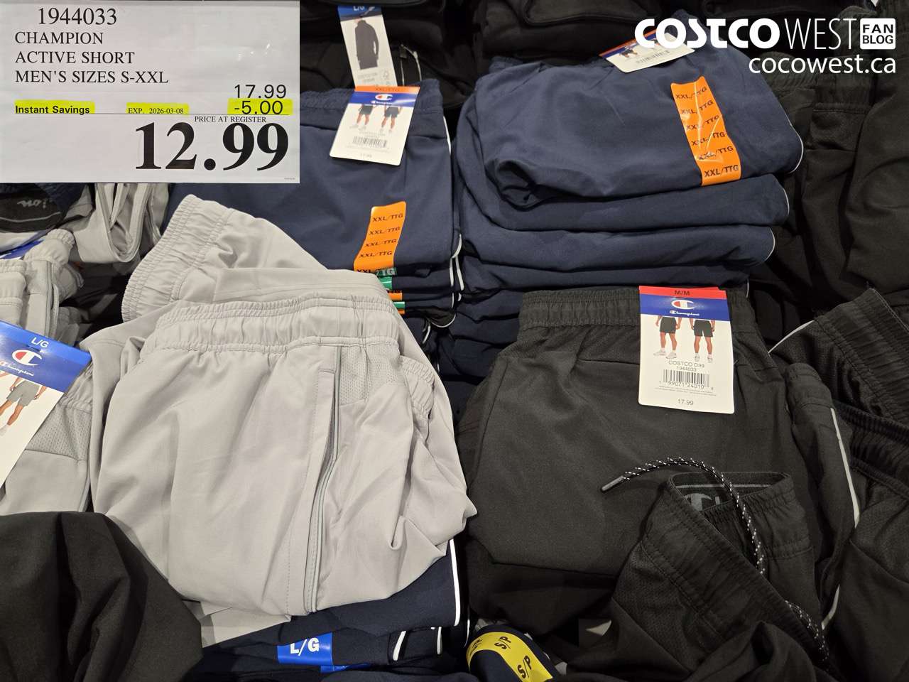 1944033 CHAMPION ACTIVE SHORT MEN'S SIZES S-XXL ($5.00 INSTANT SAVINGS EXPIRES ON 2026-03-08) $12.99