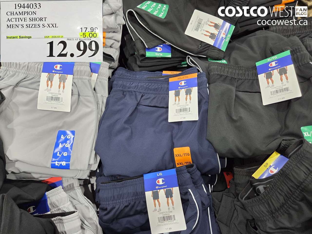 1944033 CHAMPION ACTIVE SHORT MEN'S SIZES S-XXL ($5.00 INSTANT SAVINGS EXPIRES ON 2026-03-15) $12.99