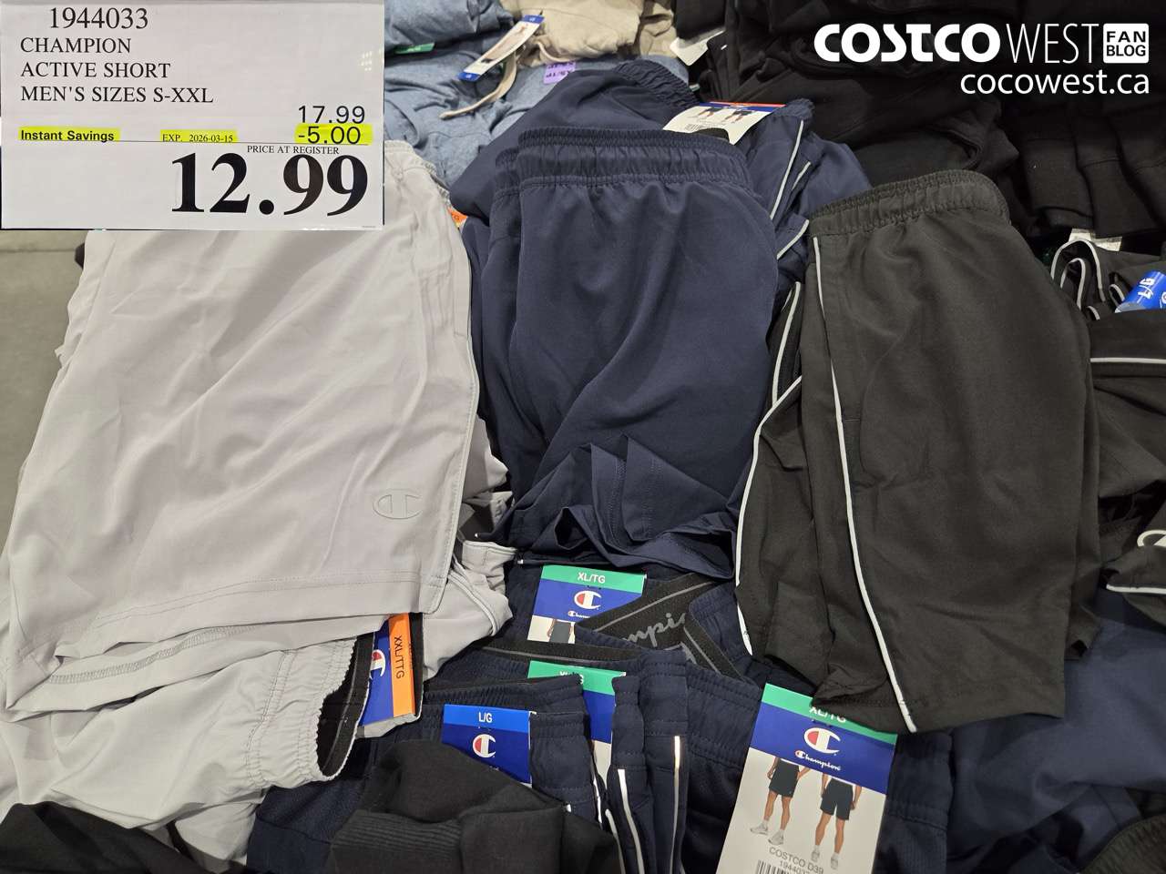 1944033 CHAMPION ACTIVE SHORT MEN'S SIZES S-XXL ($5.00 INSTANT SAVINGS EXPIRES ON 2026-03-15) $12.99