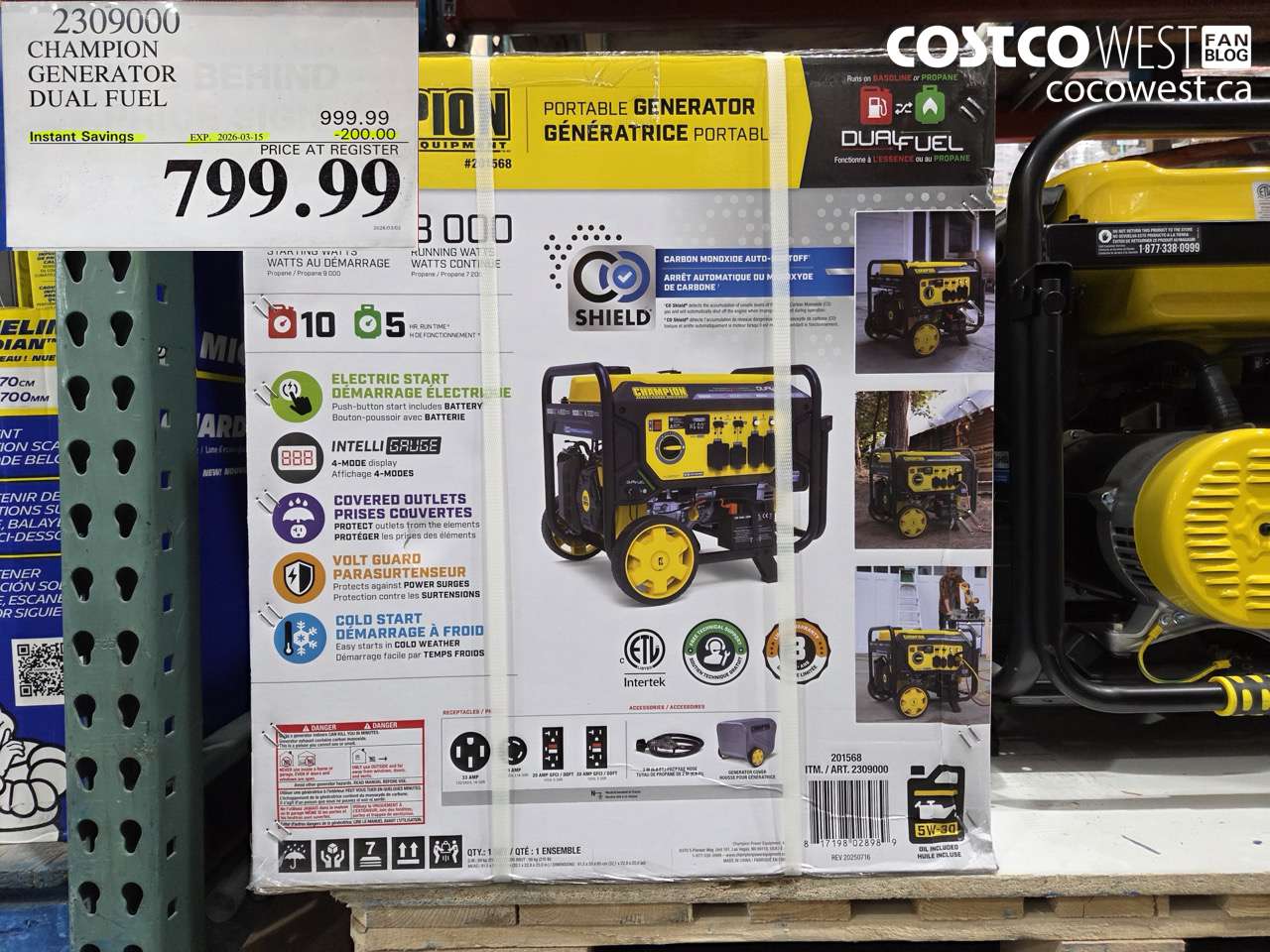 2309000 CHAMPION GENERATOR DUAL FUEL ($200.00 INSTANT SAVINGS EXPIRES ON 2026-03-15) $799.99