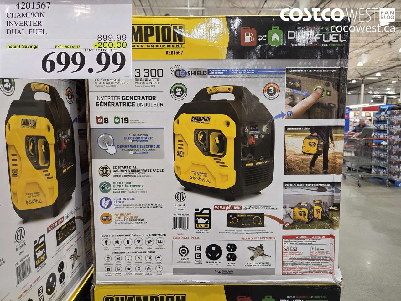 4201567 CHAMPION INVERTER DUAL FUEL ($200.00 INSTANT SAVINGS EXPIRES ON 2026-04-12) $699.99