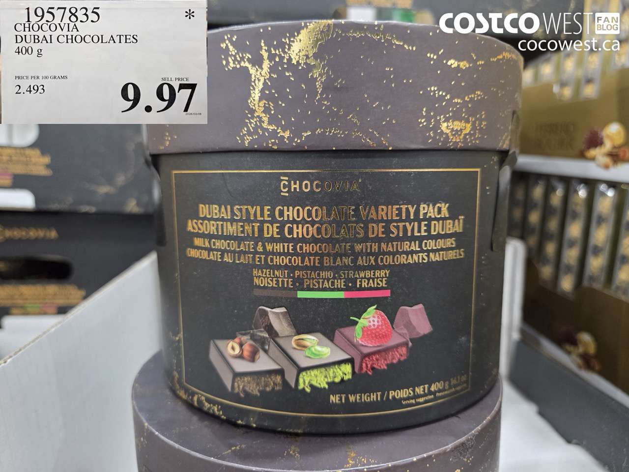 1957835 CHOCOVIA DUBAI CHOCOLATES 400 G $9.97