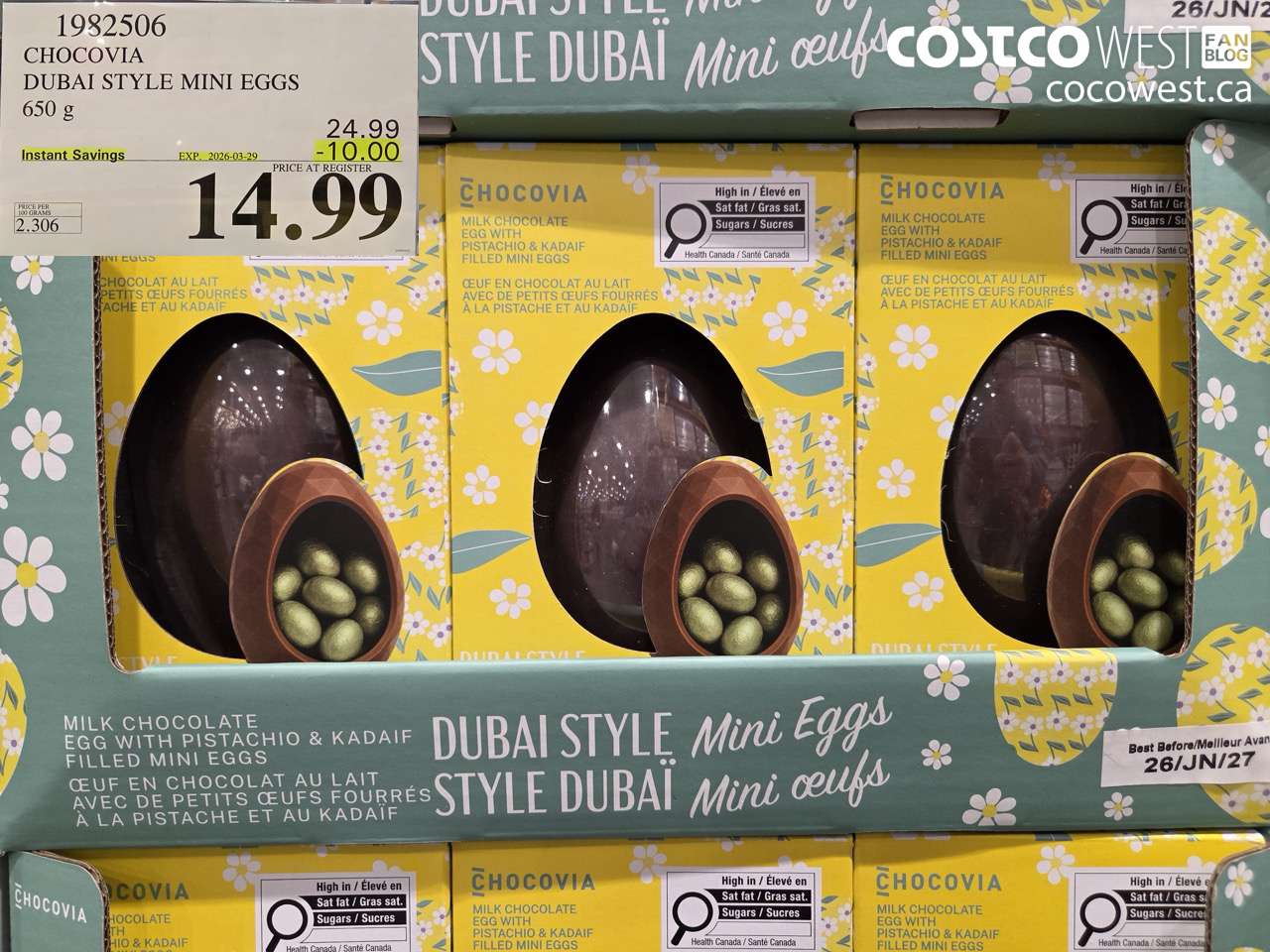 1982506 CHOCOVIA DUBAI STYLE MINI EGGS 650 G ($10.00 INSTANT SAVINGS EXPIRES ON 2026-03-29) $14.99