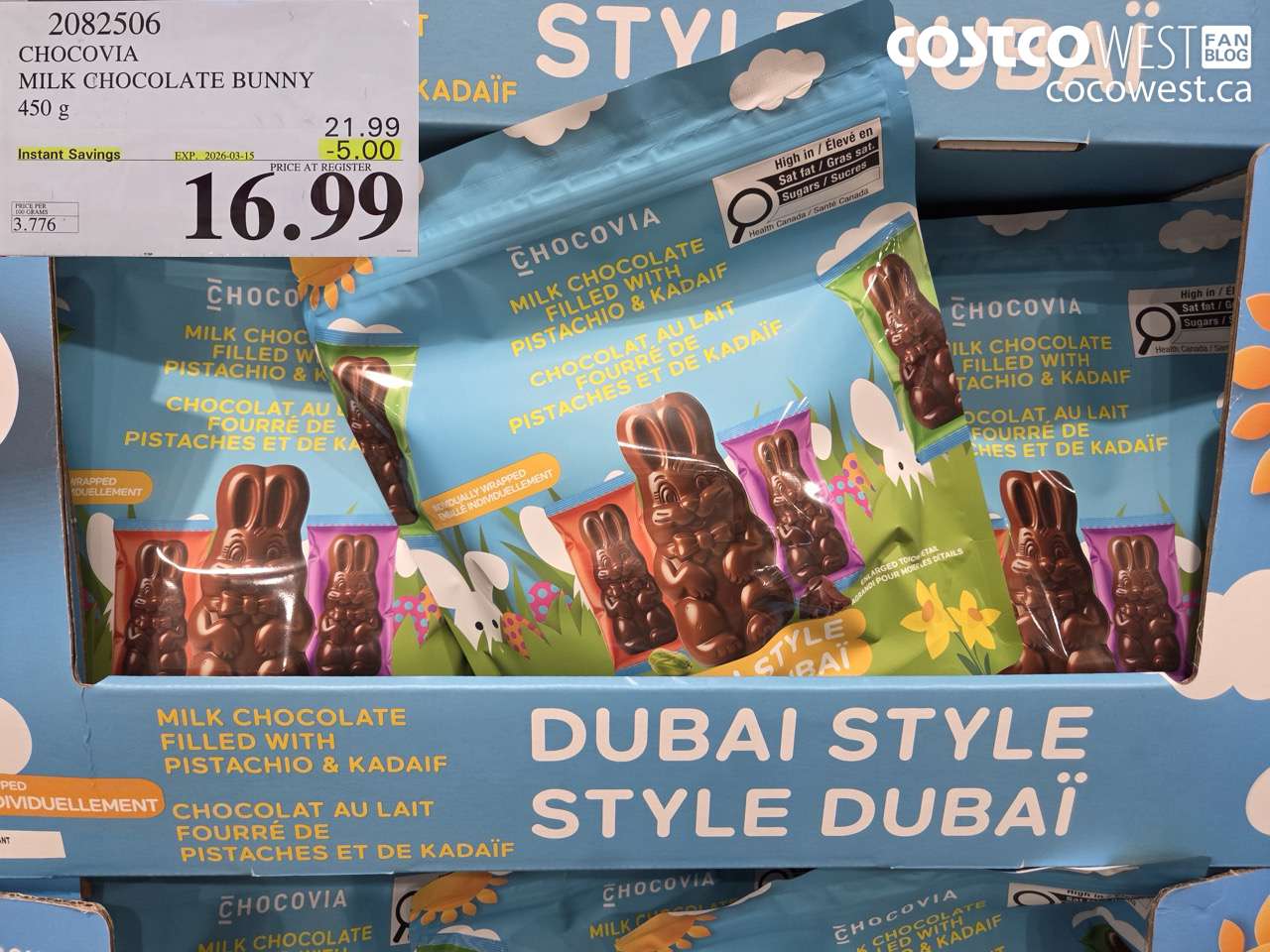 2082506 CHOCOVIA MILK CHOCOLATE BUNNY 450 G ($5.00 INSTANT SAVINGS EXPIRES ON 2026-03-15) $16.99