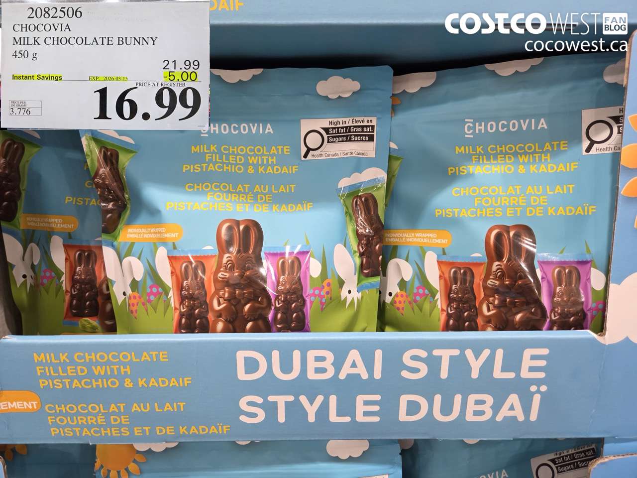 2082506 CHOCOVIA MILK CHOCOLATE BUNNY 450 G ($5.00 INSTANT SAVINGS EXPIRES ON 2026-03-15) $16.99