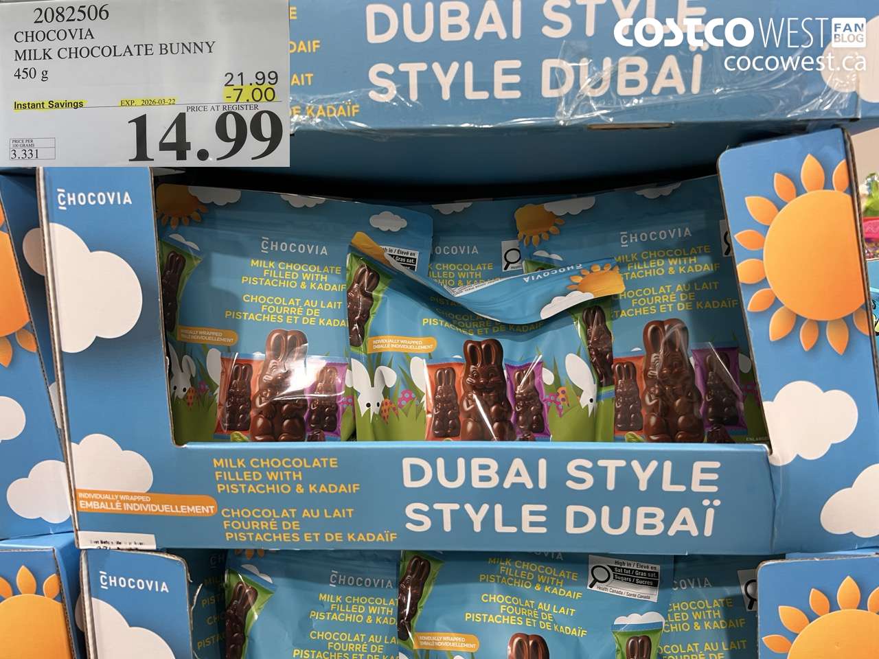 2082506 CHOCOVIA MILK CHOCOLATE BUNNY 450 G ($7.00 INSTANT SAVINGS EXPIRES ON 2026-03-22) $14.99