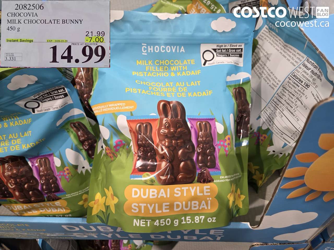 2082506 CHOCOVIA MILK CHOCOLATE BUNNY 450 G ($7.00 INSTANT SAVINGS EXPIRES ON 2026-03-29) $14.99
