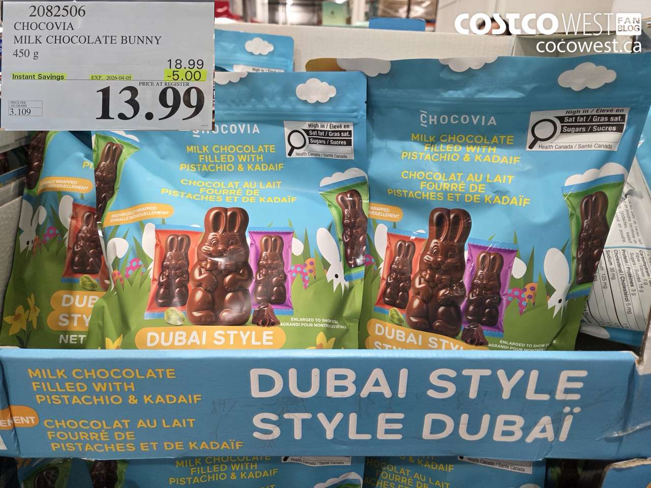 2082506 CHOCOVIA MILK CHOCOLATE BUNNY 450 G ($5.00 INSTANT SAVINGS EXPIRES ON 2026-04-05) $13.99