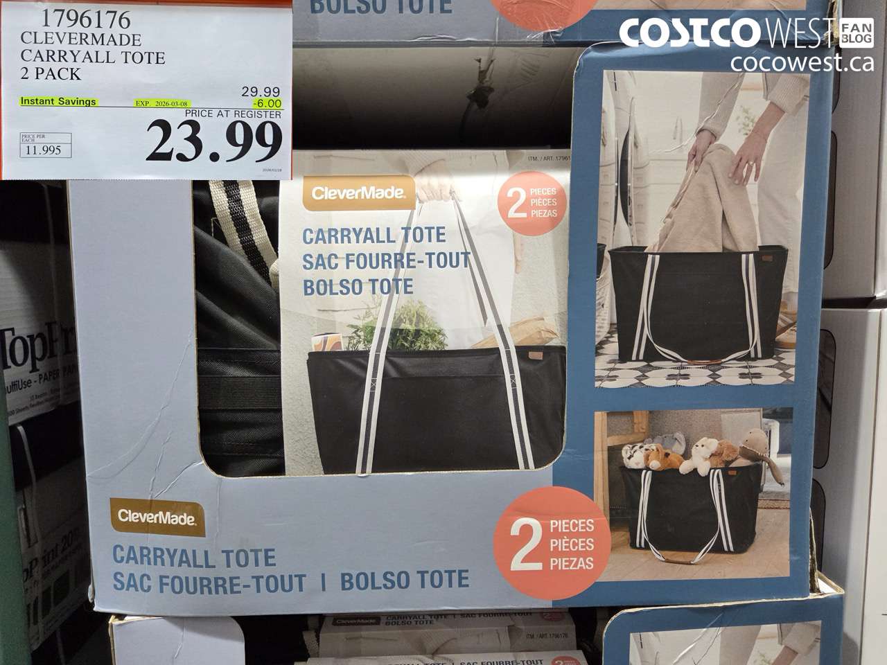1796176 CLEVERMADE CARRYALL TOTE 2 PACK ($6.00 INSTANT SAVINGS EXPIRES ON 2026-03-08) $23.99