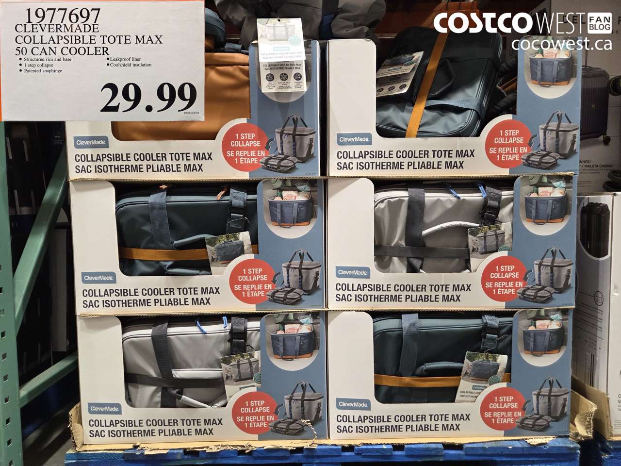 1977697 CLEVERMADE COLLAPSIBLE TOTE MAX 50 CAN COOLER $29.99