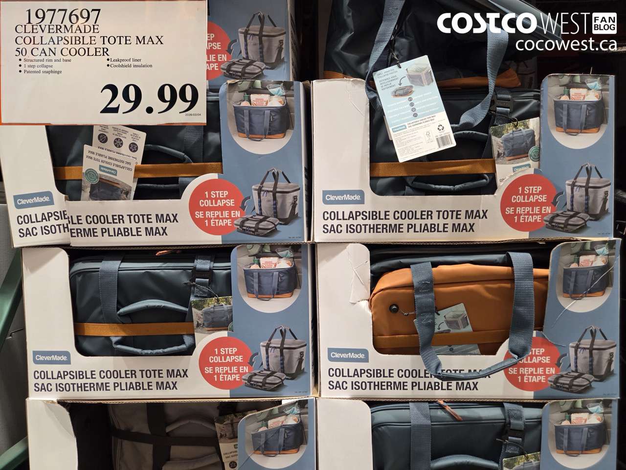 1977697 CLEVERMADE COLLAPSIBLE TOTE MAX 50 CAN COOLER $29.99