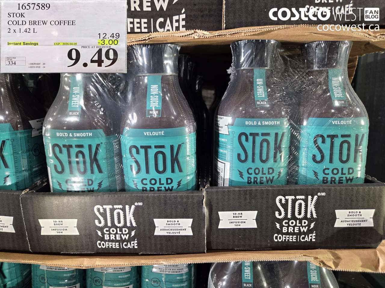 1657589 COLD BREW COFFEE 2 X 1.42 L ($3.00 INSTANT SAVINGS EXPIRES ON 2026-04-05) $9.49