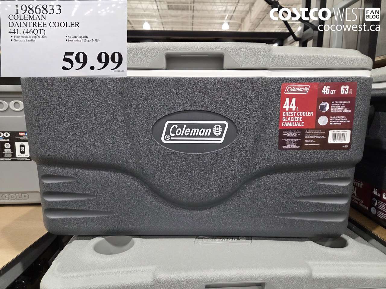 1986833 COLEMAN DAINTREE COOLER 44L (46QT) $59.99