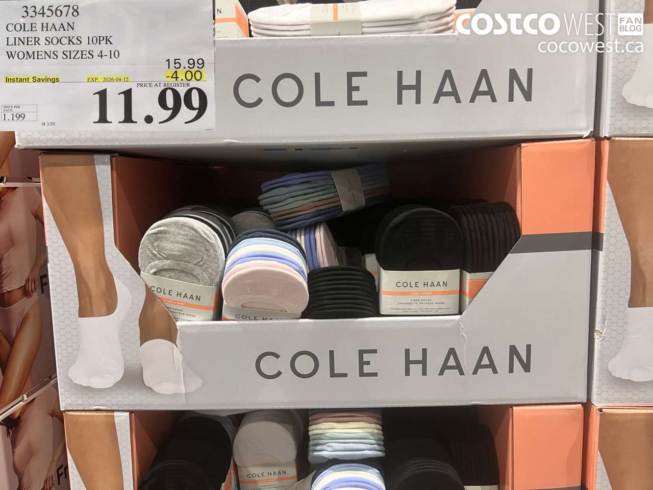 3345678 COLE HAAN LINER SOCKS 10PK WOMENS SIZES 4-10 ($4.00 INSTANT SAVINGS EXPIRES ON 2026-04-12) $11.99