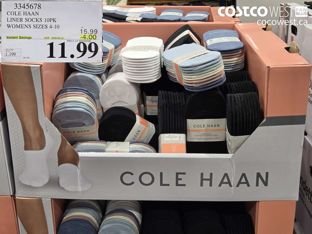 3345678 COLE HAAN LINER SOCKS 10PK WOMENS SIZES 4-10 ($4.00 INSTANT SAVINGS EXPIRES ON 2026-04-12) $11.99