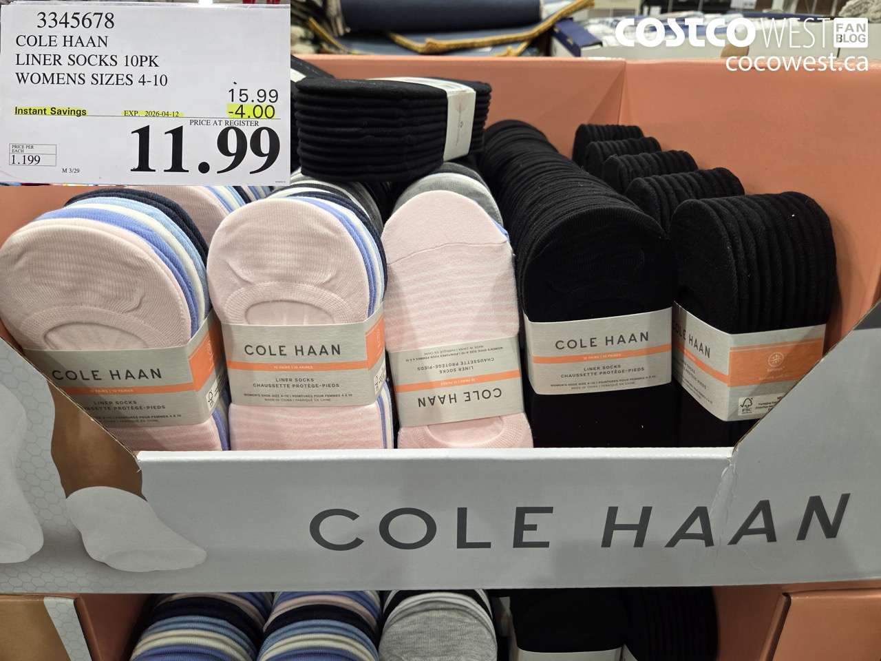 3345678 COLE HAAN LINER SOCKS 10PK WOMENS SIZES 4-10 ($4.00 INSTANT SAVINGS EXPIRES ON 2026-04-12) $11.99