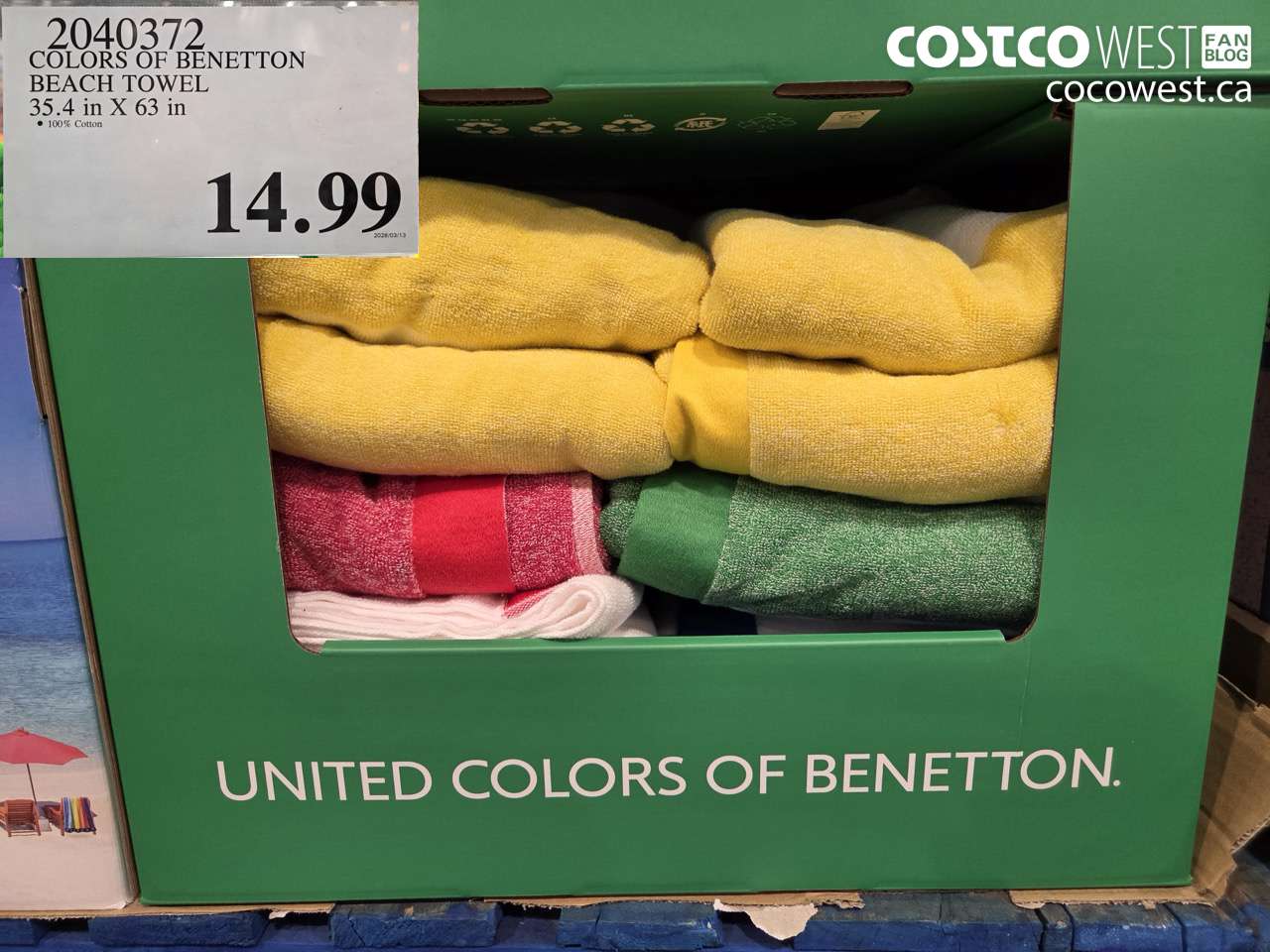 2040372 COLORS OF BENETTON BEACH TOWEL 35.4 IN X 63 IN $14.99