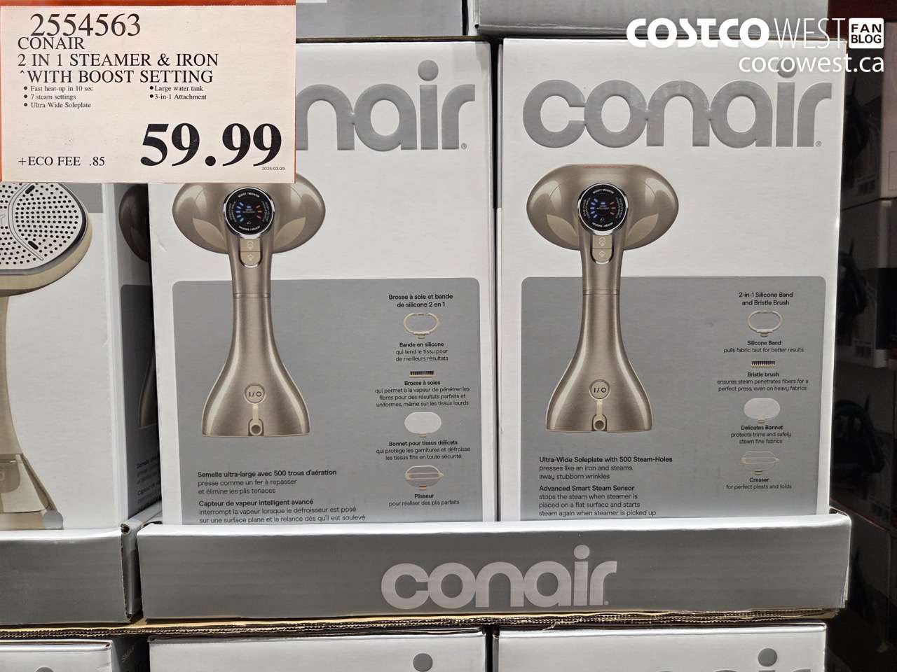 2554563 CONAIR 2 IN 1 STEAMER & IRON WITH BOOST SETTING $59.99