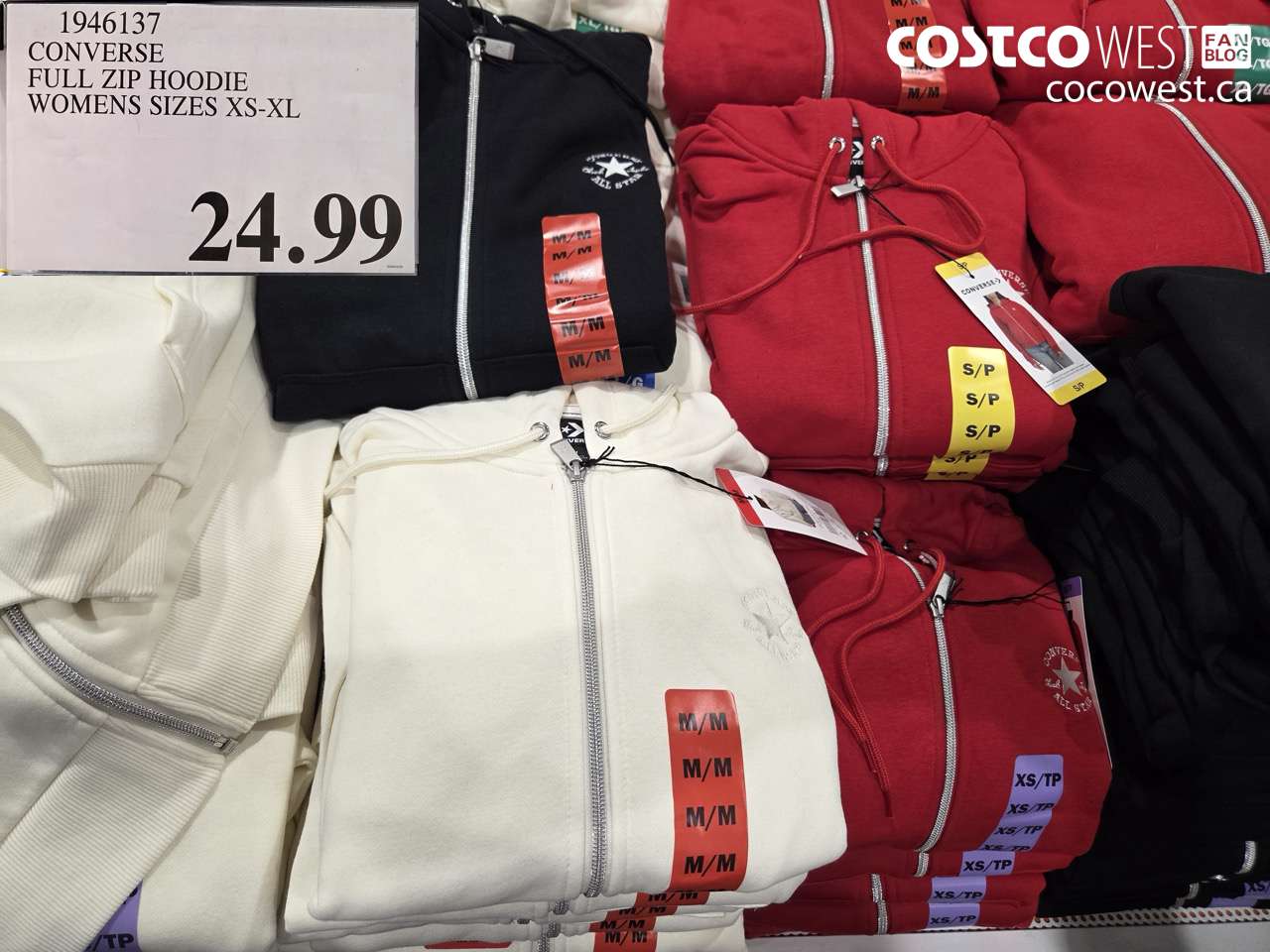 1946137 CONVERSE FULL ZIP HOODIE WOMENS SIZES XS-XL $24.99