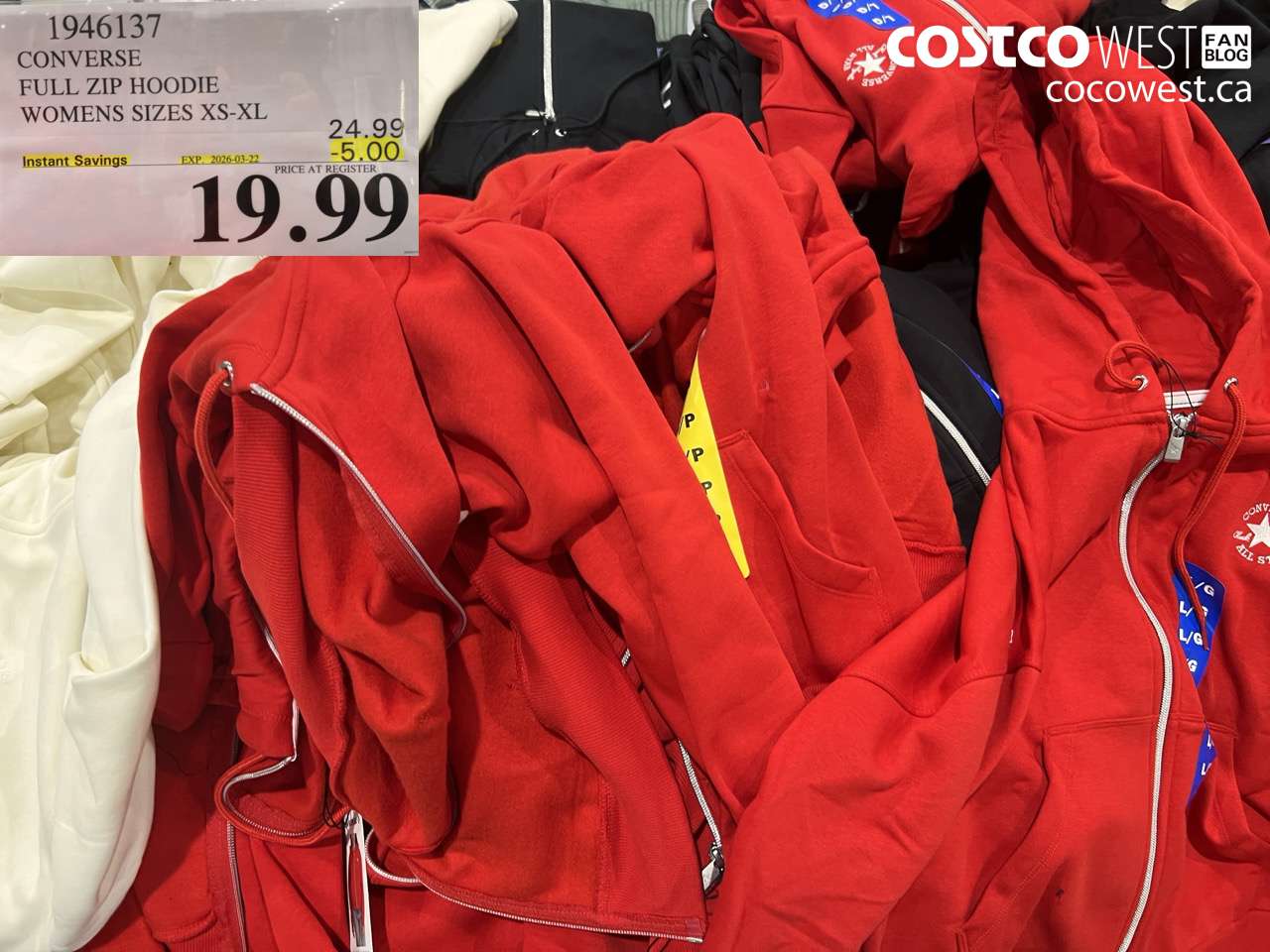 1946137 CONVERSE FULL ZIP HOODIE WOMENS SIZES XS-XL ($5.00 INSTANT SAVINGS EXPIRES ON 2026-03-22) $19.99