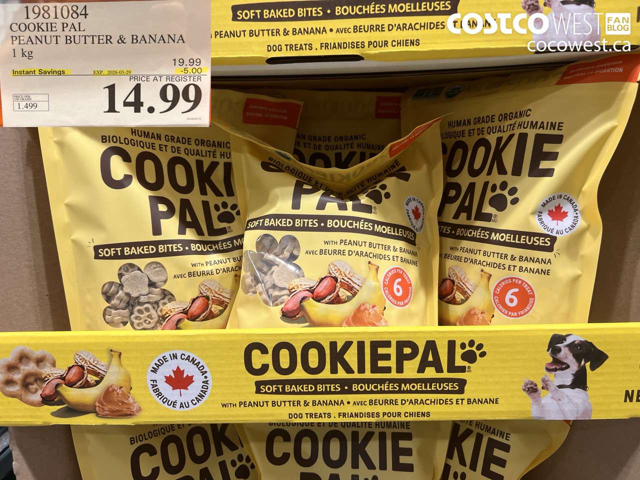 1981084 COOKIE PAL PEANUT BUTTER & BANANA 1 KG ($5.00 INSTANT SAVINGS EXPIRES ON 2026-03-29) $14.99